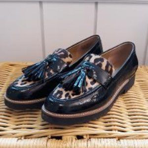 Franco Sarto Leopard Print Tasseled Loafers